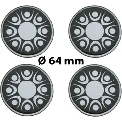 4 x Ø 64 mm Polymere Aufkleber / Stern-Optik / Nabenkappen, Felgendeckel