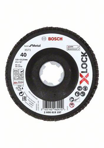Bosch Accessories 2608619197 Fächerschleifscheibe Durchmesser 115mm Körnung (num)=40