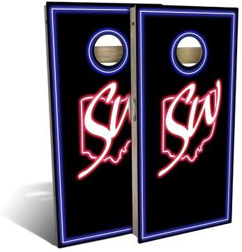 Skip's Garage Neon Light Outdoor Cornhole Board Set