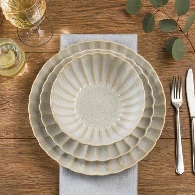 Euro Ceramica Kea 12 Piece Reactive Glazed Stoneware Dinnerware Set - White