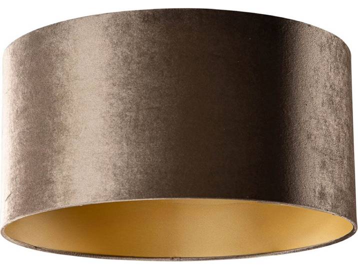 QAZQA cilinder velours - Klassieke Lampenkap - Ø 50 cm - Bruin -