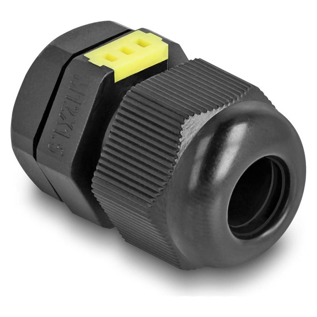 Delock Kabelverschraubung M12mit Beluftung IP68 staub- und wasserdicht schwarz 2 Stuck (60614)