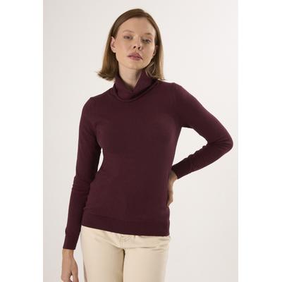 Rollkragenpullover FELIX HARDY "Rollkragenpullover", Damen, Gr. M, rot (bordeaux), 100% Baumwolle, hoch geschlossener Ausschnitt, Pullover Rollkragenpullover