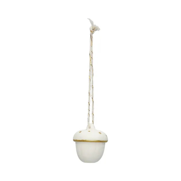 Dille & Kamille Porseleinen hanger eikeltje wit en goud