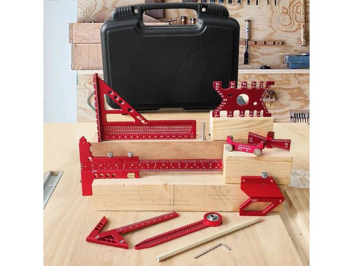 Kit d'outils de mesure pour le travail du bois, avec boîte de rangement, aménagement de la planification des projets du bois, Kit auxiliaire d'épissure de planches de bois