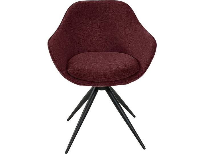 Drehstuhl K+W KOMFORT & WOHNEN ZOOM , rot (bordeaux 15), B:60cm H:83cm T:57cm, Stühle, Drehstuhl, 4-Fuß Drehstuhl mit Gestell aus Metall schwarz Struktur