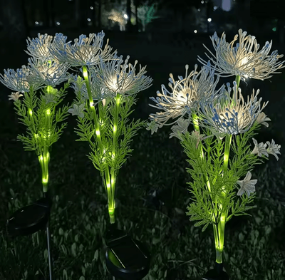 Inspire Essentials BloomGlow Solar Garden Flower Lights For Outdoor Lawn And Courtyard Decor blue