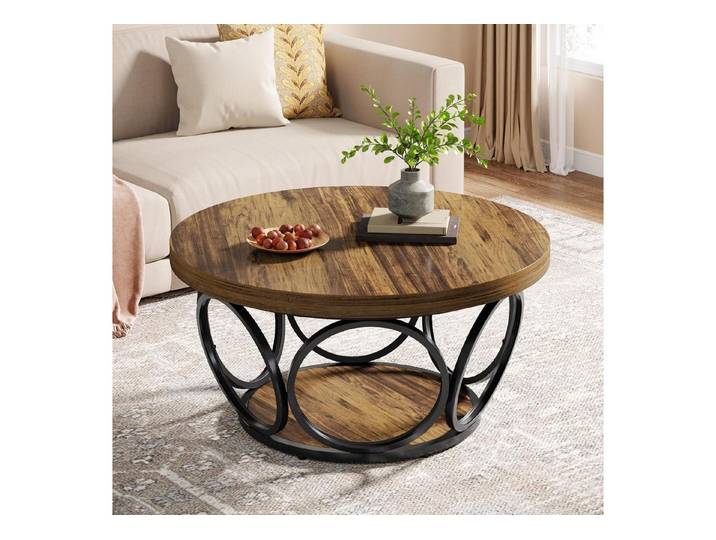 LuxusKollektion Couchtisch Runder Couchtisch mit Stauraum (1-St)