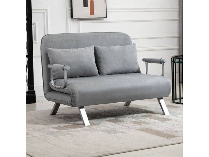SENVIRO Canape convertible deux places dossier reglable 111x80x78cm gris clair