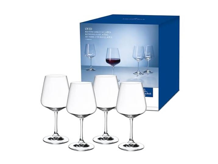 Villeroy & Boch - Ovid Rotweingläser Set 4 teilig Spülmaschinenfest, Gläser Wein, Weinglas Set, Rotweinglas 4er Set, Rotweingläser Edel, Weingläser Rotwein, Kristallglas