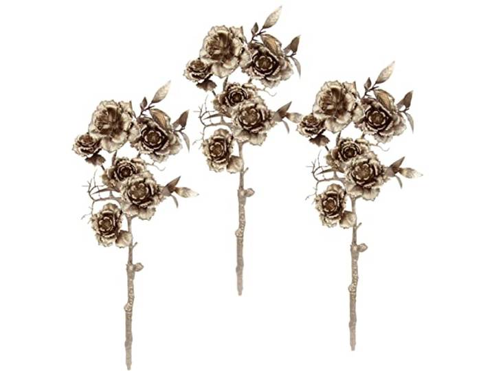 Künstliche Rose Rosenzweig Einzelrose Stiel-Rose Seidenrose gold Kunstblume Seidenblume Pflanze Floristik Einzelblume Stielblume Einzelzweig einzelner Kunst-Stielblume Dekoblume Blume Blumendeko