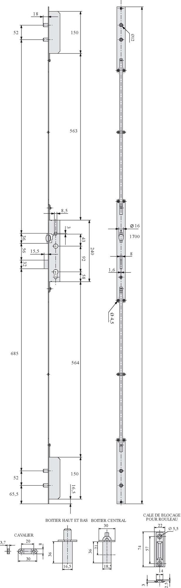 Stremler ASSA ABLOY Serrure multipoints STREMLER 6274.45.0