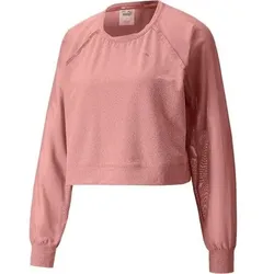 PUMA Damen Sweatshirt Crystalline Knit Mesh Long, Größe L in Pink Pink
