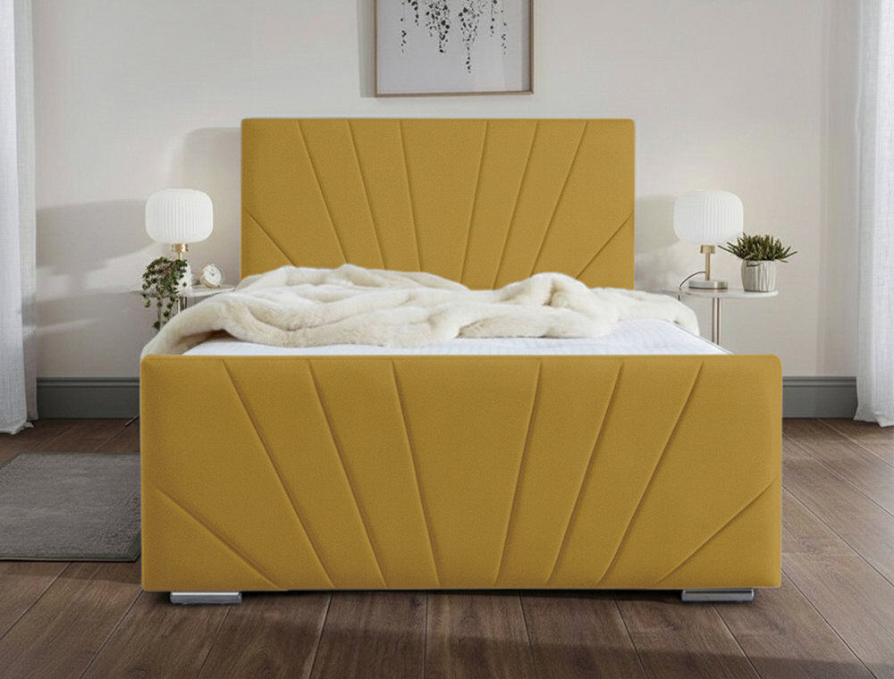 Etta Avenue Ebenezer Upholstered Bed Frame Turmeric Kingsize (5')