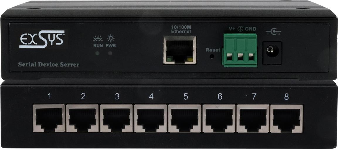 Exsys EX-61008 Ethernet-apparaat met 8 seriële poorten (RS-232/422/485)
