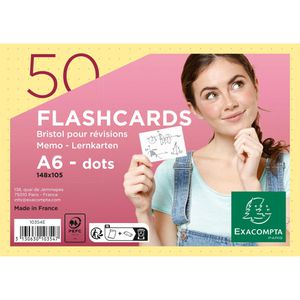 Exacompta Karteikarten Flashcards, 10354E, A6, dotted, gelb, mit Ring, 50 Stück