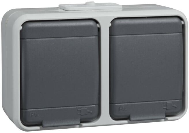 Elso Prise 2x AP44 horizontale lumière/gris basalte 445409 ; Schneider (445409)