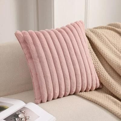 Useful Little Things Soft Faux Rabbit Fur Decorative Pillow Cover pink 19.69 X 19.69 In