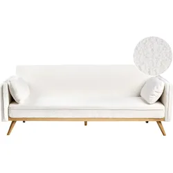 SCHLAFSOFA Bouclé Cremeweiß Asaa