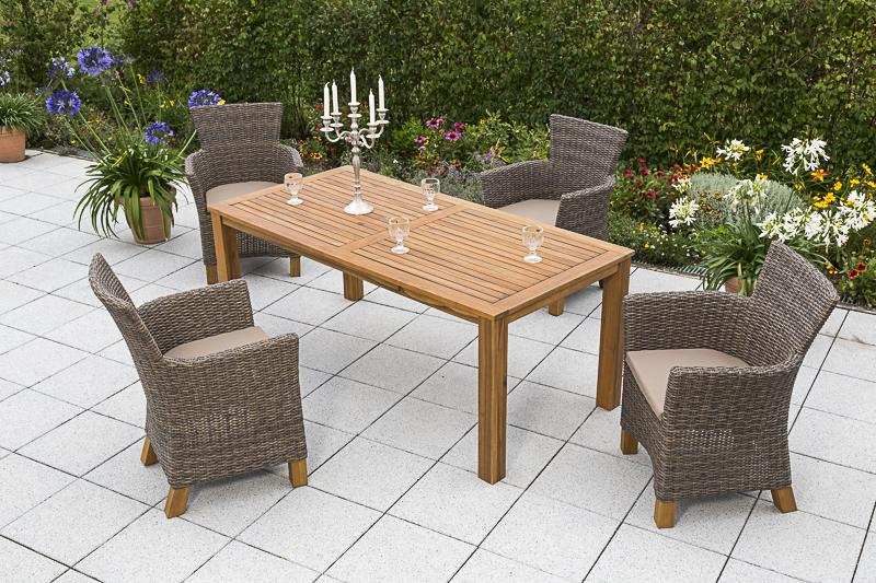 MERXXHANDELS Toskana Set 9tlg 4 Sessel Auflagen Tisch 185x90cm 09223694