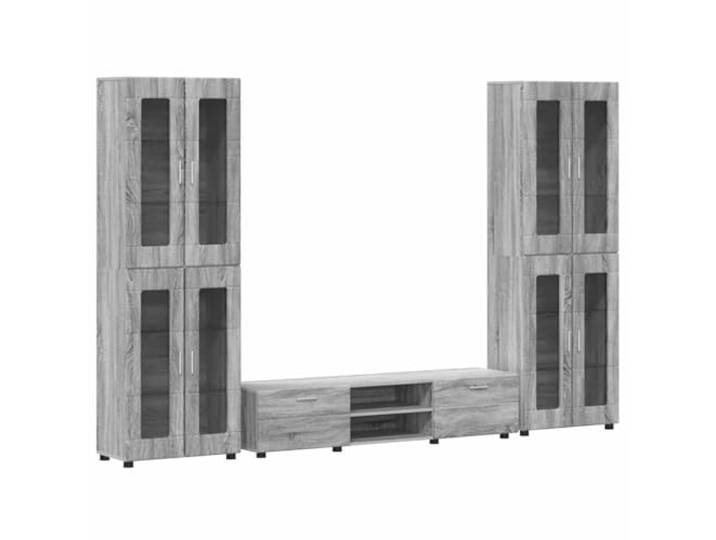 RJPLMFV TV-Möbel Florin, 3-teilig, Grau, Sonoma, Holz Geräumige Aufbewahrung, mattes Finish, minimalistisches Design, für den Innenbereich, einfache Pflege, moderner Stil