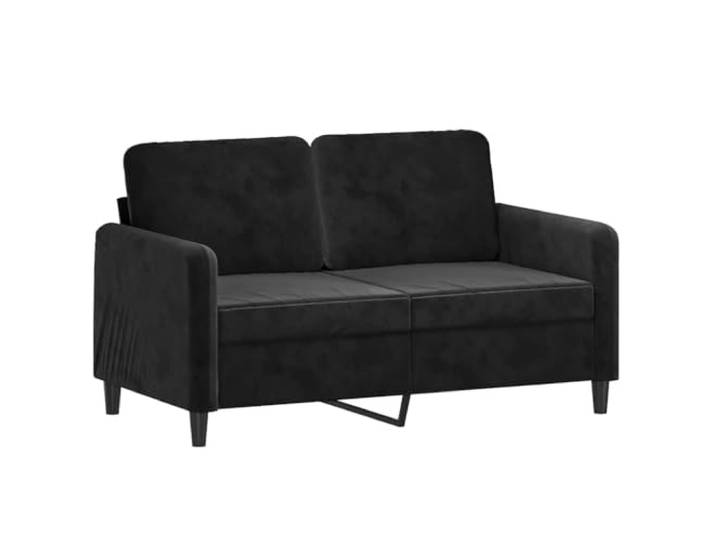KTHLBRH 3-teiliges Sofaset aus schwarzem Samt 2-Sitzer-Sofas, Fußstützen, 4 Kissen, Rahmen aus Metall und Sperrholz