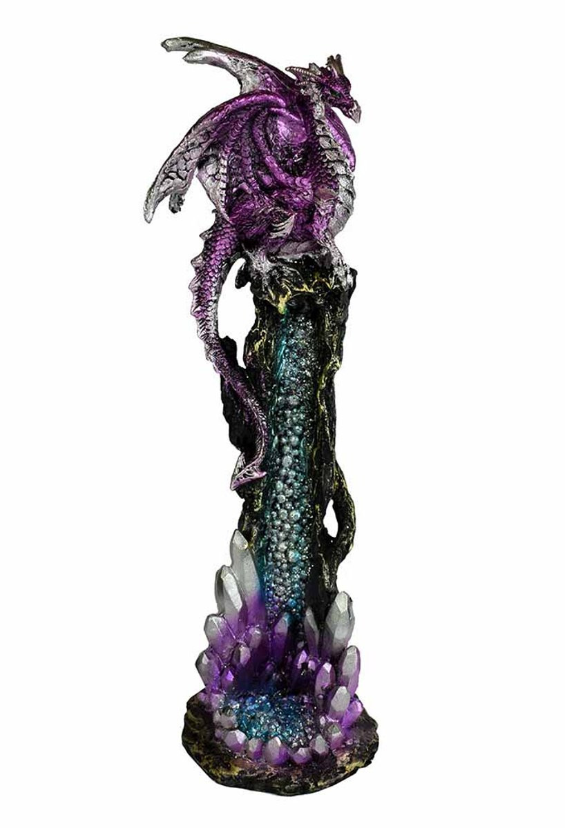 Staande Wierookhouder Draak in Blauw en Paars met Glitters