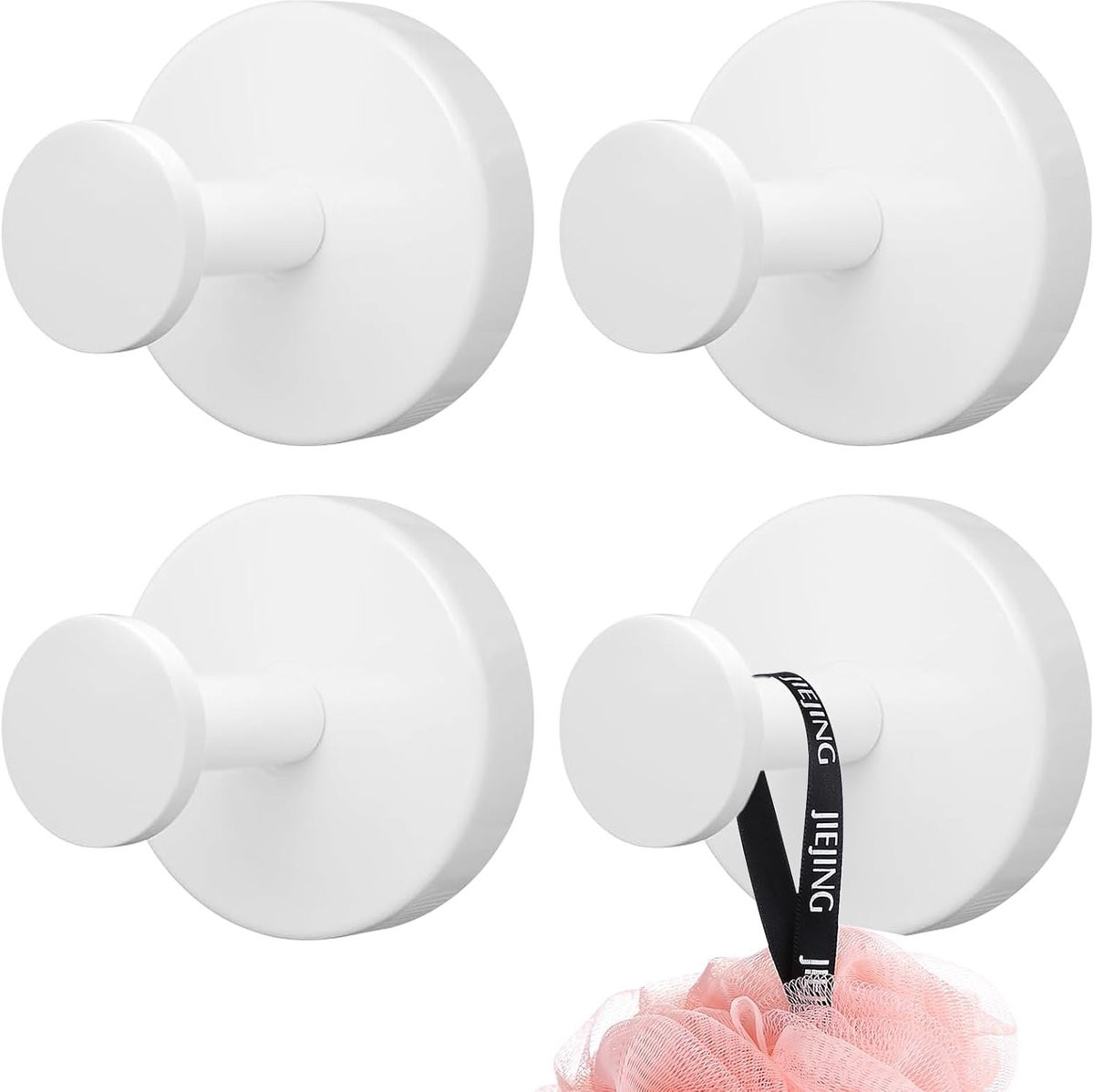 4 stuks Zuignap Haken - Krachtige Verwijderbare Vacuüm Haken van RVS voor Keuken, Badkamer en Douche - Wit