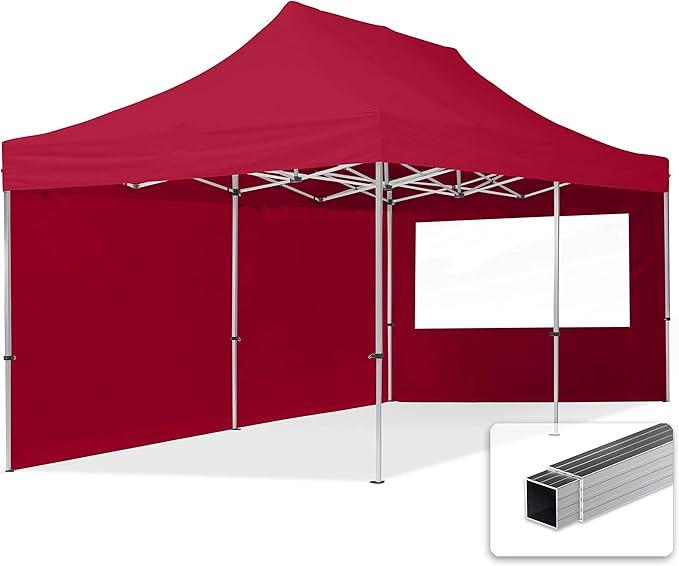 Faltpavillon Faltzelt Pavillon 3x6m - 2 Seitenteile Aluminium 32mm Partyzelt 700N rot