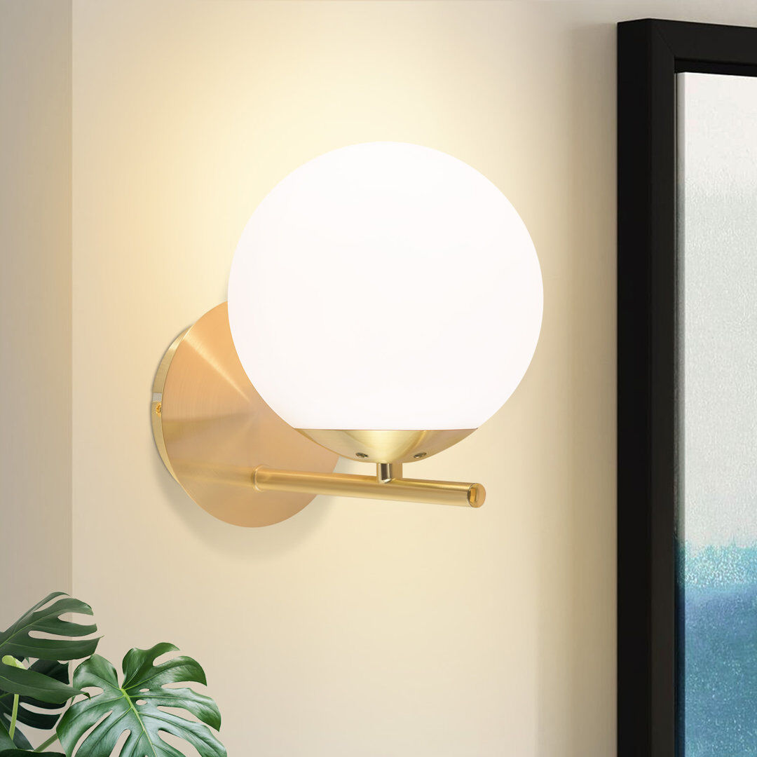 Fairmont Park Wall Light 1 Flame E27 Globe Design Marhta Gold 19cm H X 12cm W X 20cm D