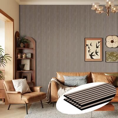 Yvanla 2Pcs Wood Slat Acoustic Wall Panels