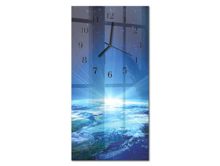 Tulup Wanduhr 60x30 cm - Gras, Blau, Glas, Rechteckig, 30x60x0.4 cm, Dekoration, Uhren, Wanduhren