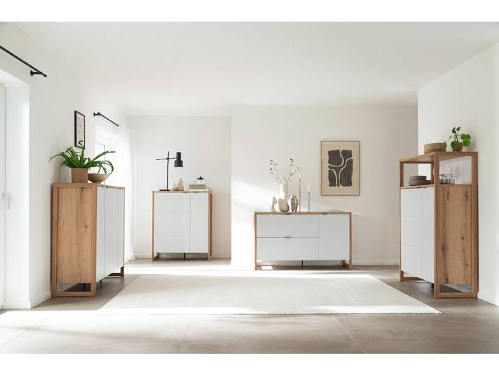 Highboard 95 x 150 x 44cm Weiß/Weiß