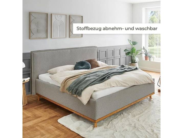 HOMELIV. Polsterbett SwitchIT Örebro Webstoff 180x200cm Dunkelgrau skandinavisch, Mit abnehmbarem Bezug