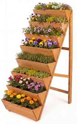 Costway 8-tier Vertical Raised Garden Bed Wood Elevated Planter Box with Legs-Orange