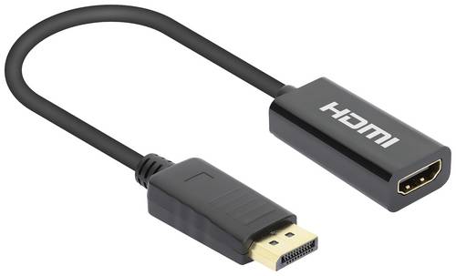 Manhattan 153713 DisplayPort Adapter [1x HDMI-Buchse - 1x DisplayPort Stecker] Schwarz 15 cm