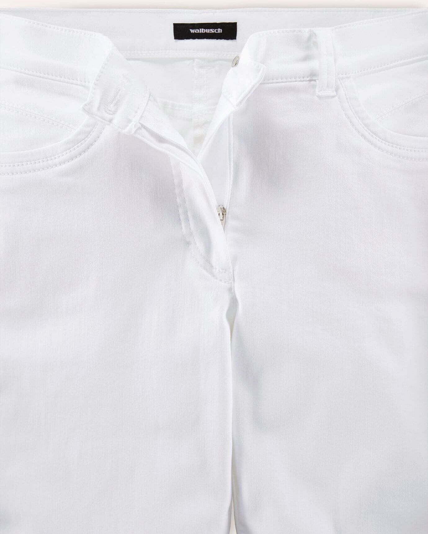 Walbusch Extraglatt Baumwollhose Feminine F, Feminine Fit#normale Größen#Kurzgrößen#Langgrößen, Farbe Weiß, 44, bügelfrei atmungsaktiv Damen