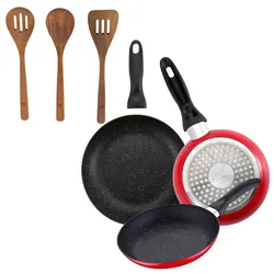 BERGNER - Set aus 3 Pfannen mit Marmorbeschichtung Ø16/Ø20/Ø24 cm Set 3 Küchenutensilien aus Akazienholz