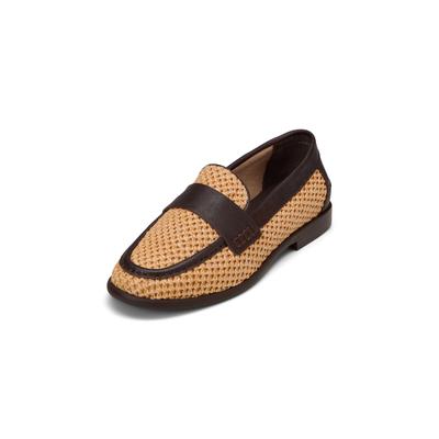 Loafer MARC O'POLO "aus luftigem Raffiabast mit Leder", Damen, Gr. 42, Synthetik, braun (burnt coffee), Obermaterial: 80% Polyester, 20% Leder, unifarben, Schuhe Loafer