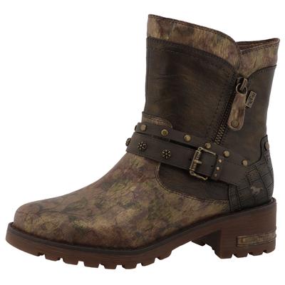 Winterboots MUSTANG SHOES "Haukea", Damen, Gr. 40, Warmfutter, braun (lavabraun), Lederimitat, Schuhe Winterboots, Biker Boots mit Blockabsatz