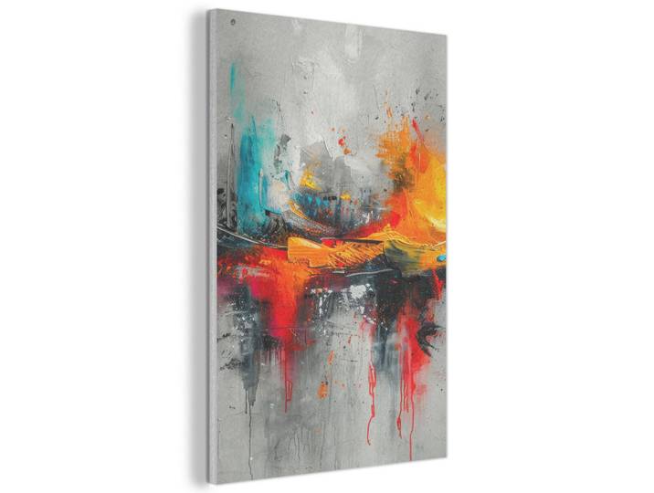 MuchoWow Akustikbild - Moderne Kunst - Orange - Grau - Abstrakt - 60x90, Hellgrau, Kunststoff, Rechteckig, 60x90x0.9 cm, Wandverkleidung, Akustikpaneele