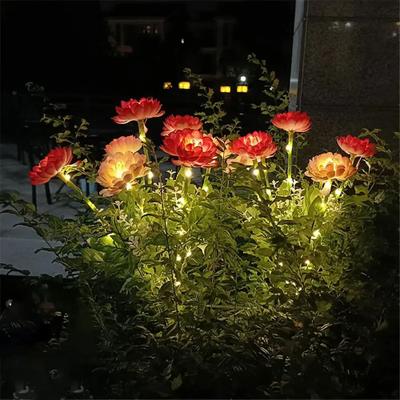 Inspired Living Solar Snow Lotus Garden Light Waterproof Solar Flower Stake For Outdoor Pathway & Patio Decor 7 Head yellow 1pc