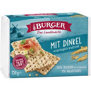 Burger Knäckebrot Vollkorn Roggen, mit Dinkel, laktosefrei & vegan, 250 g