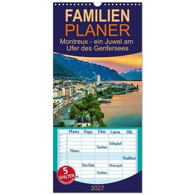 Familienplaner 2027 - Montreux - ein Juwel am Ufer des Genfersees mit 5 Spalten (Wandkalender, 21 x 45 cm) CALVENDO