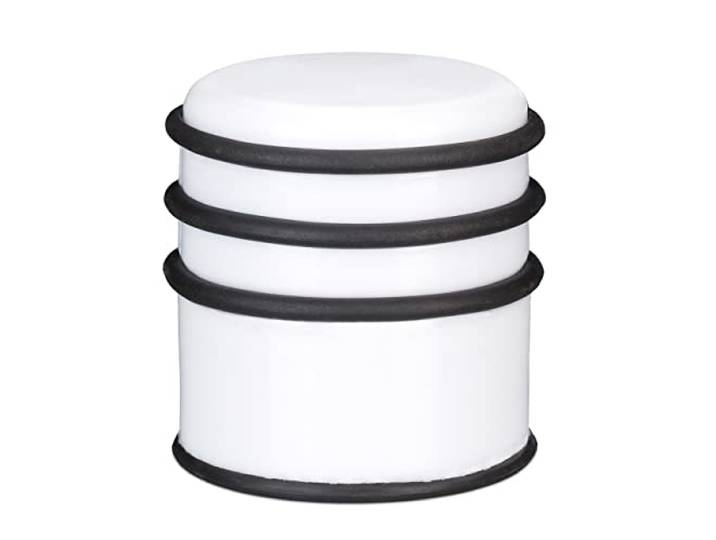 Relaxdays butoir de porte\, lot de 10\, pour sol\, portes et fenêtres\, ∅ 7 cm\, 3 cercles caoutchouc\, courants d'air\, blanc