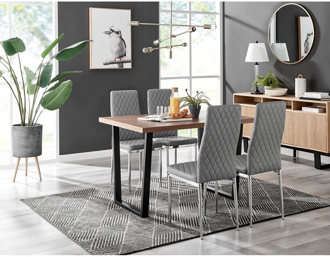 Canora Grey Eubanks 4 -Person Dining Set Grey/Silver 4