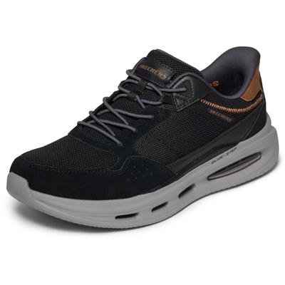 Slip-On Sneaker SKECHERS "SLOAN-REMMING", Herren, Gr. 46, Textil, schwarz, Leder, Textil, Schuhe, Schlupfschuh, Halbschuh, Freizeitschuh, mit Slip ins, Topseller