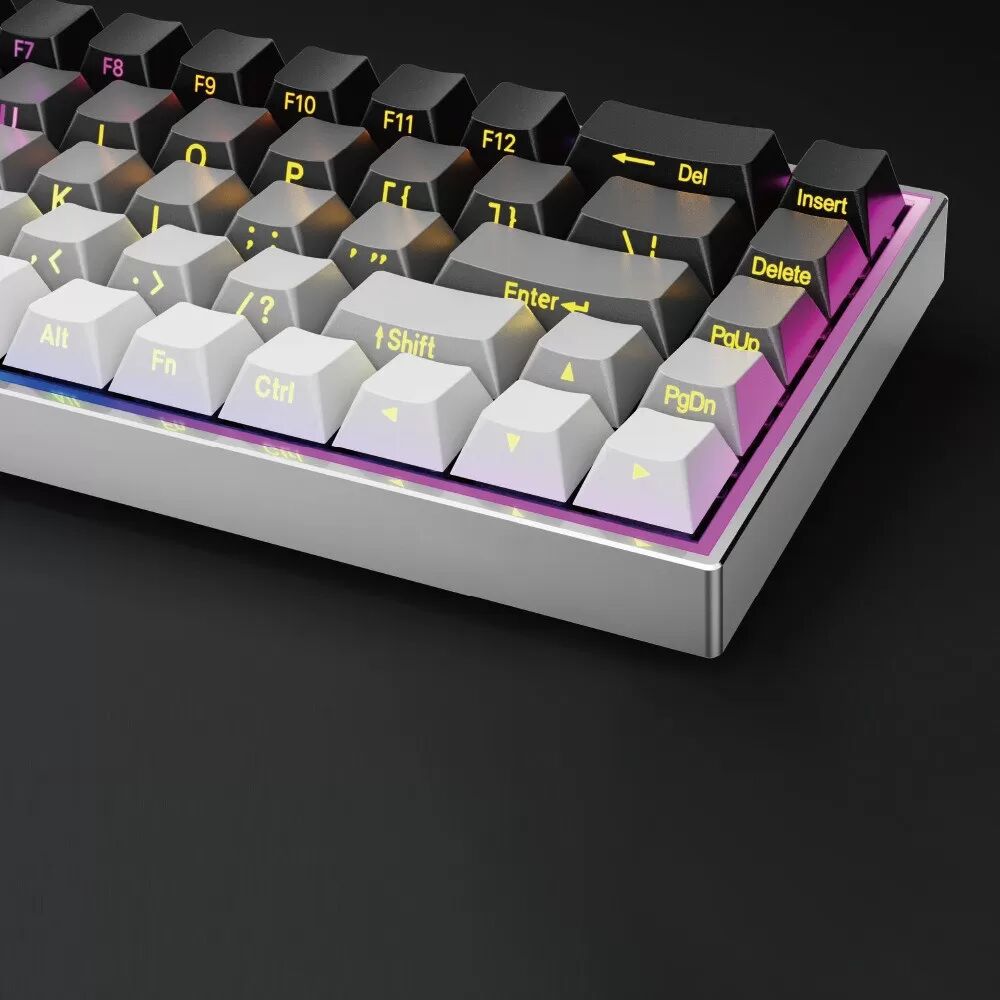 INF Kabelgebundene mechanische Tastatur mit gemischtem Licht, 68 Tasten – Gradient Grau mit Blue Switch, kompatibel mit PC