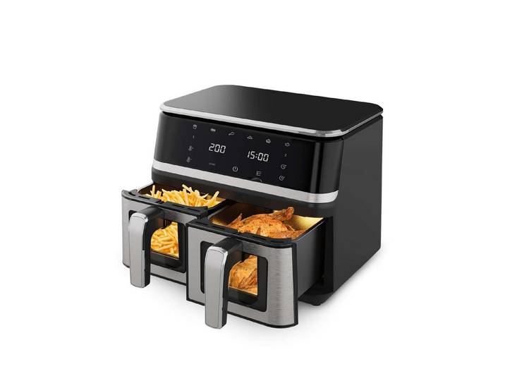 BBWL Heißluftfritteuse Elektronisch Sichtfenster für gesunde Küche, 2000 W, mit Timer 60 Min Temperaturregelung 80–200°C