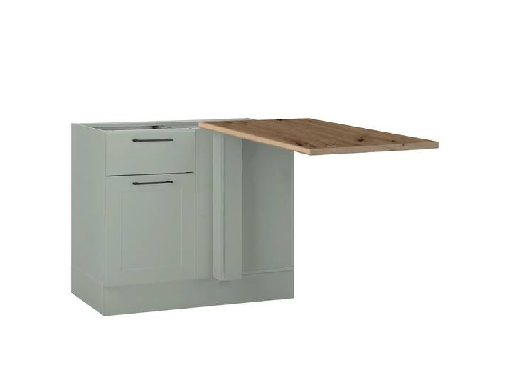 Meuble bas d'angle 115 x 90 x 60cm Vert/Gris menthe
